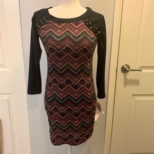 NWT Three Pink Hearts 3/4 Sleeve bodycon dress